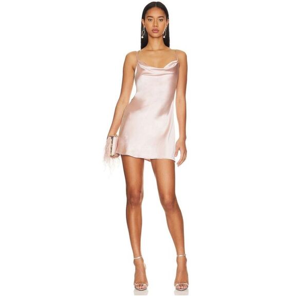 Revolve Tularosa Noah Cowl Neck Satin Mini Dress in Blush Pink Size Medium - Picture 8 of 8